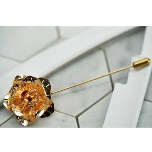 Dear Martian Mens Rose Gold Flower Lapel Pin